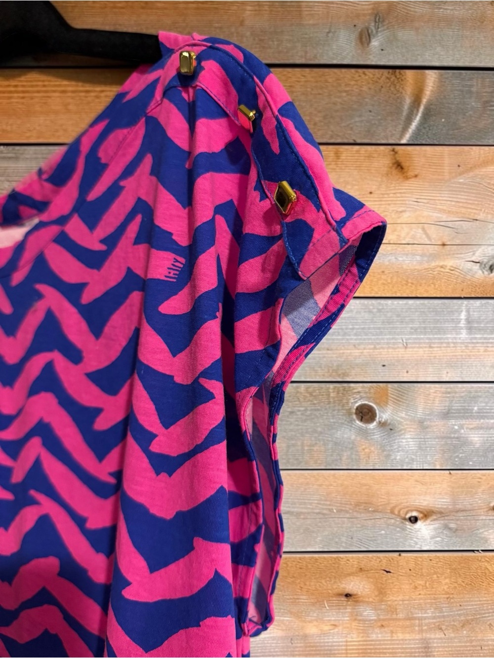 Lilly Pulitzer Chevron Print Shift Dress Pink Navy L - Picture 4 of 7